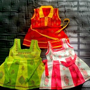 Hand embroideries dress for-12M for girls 3 dresses